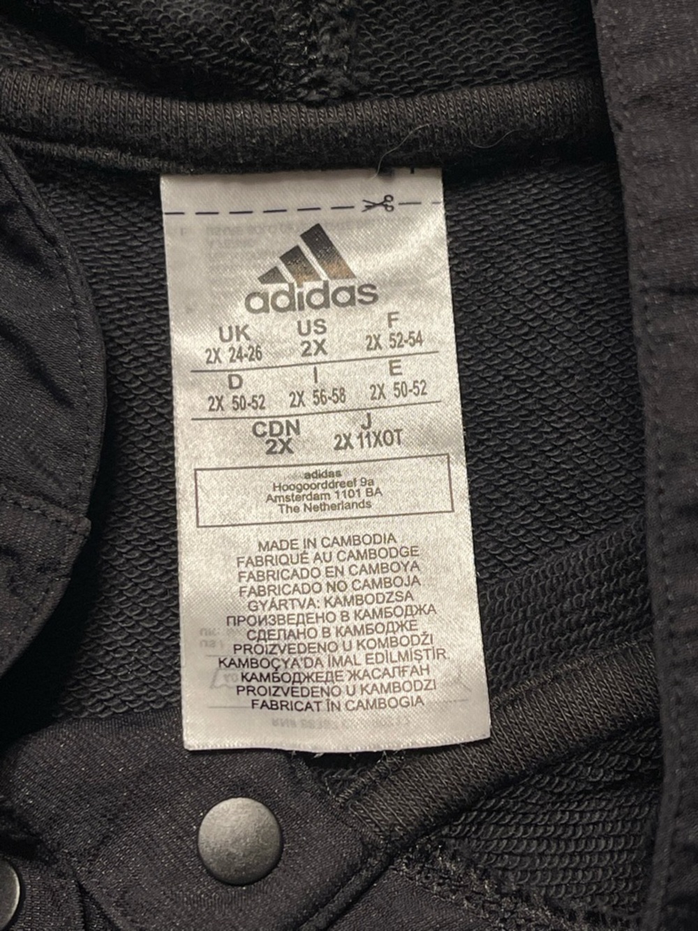 Adidas Women’s 2X Black Henley Snap Hoodie Long Sleeve Sweatshirt Pullover - Picture 8 of 10